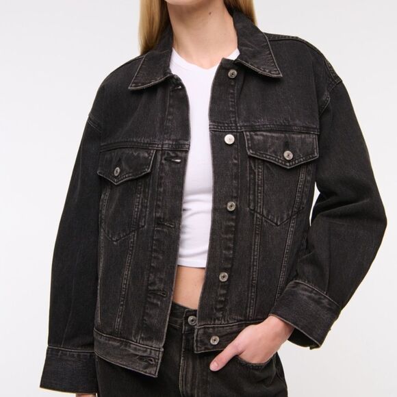 Abercrombie & Fitch Distressed Heavyweight Denim Jean Jacket Women's Size Small - Picture 9 of 9